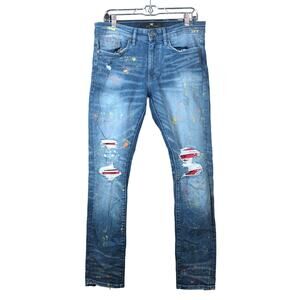 Jordan Craig Mens Jeans Blue Sean Legacy Edition Painted Moto Distressed 32x32